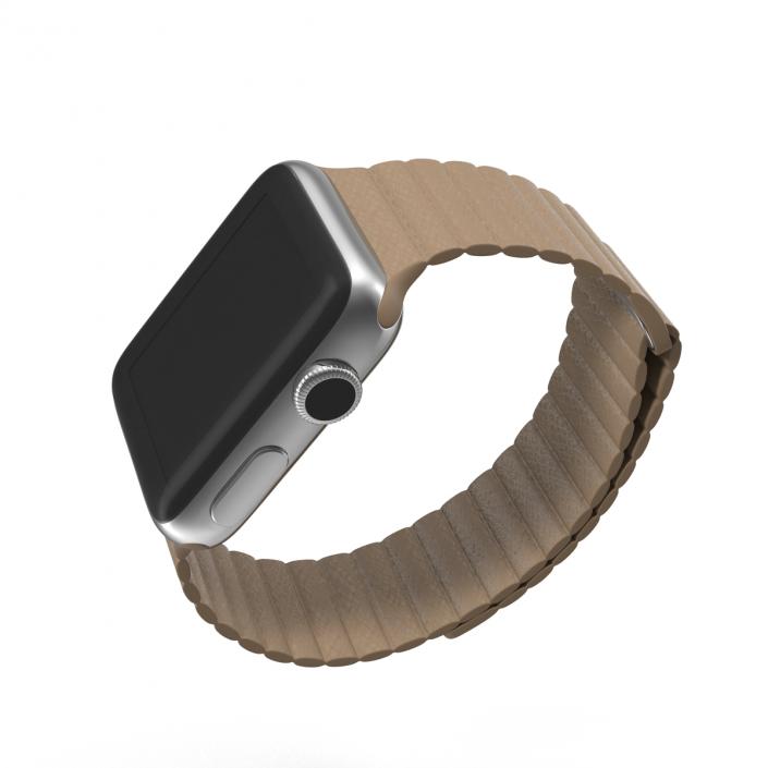 Apple Watch 38mm Magnetic Closure Brown Leather Loop 3D