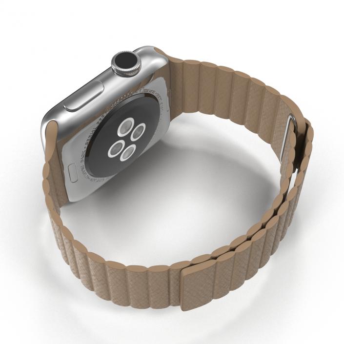 Apple Watch 38mm Magnetic Closure Brown Leather Loop 3D