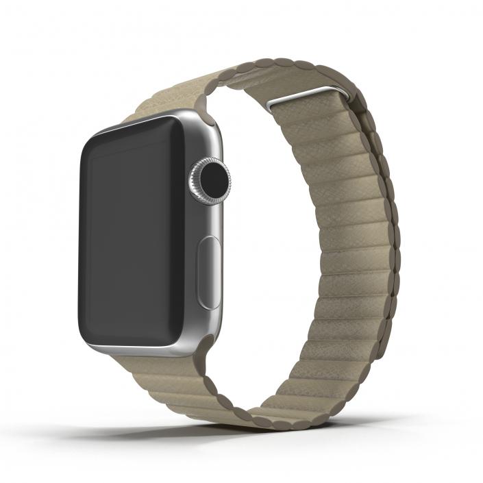 Apple Watch 38mm Magnetic Closure Stone Leather Loop 3D