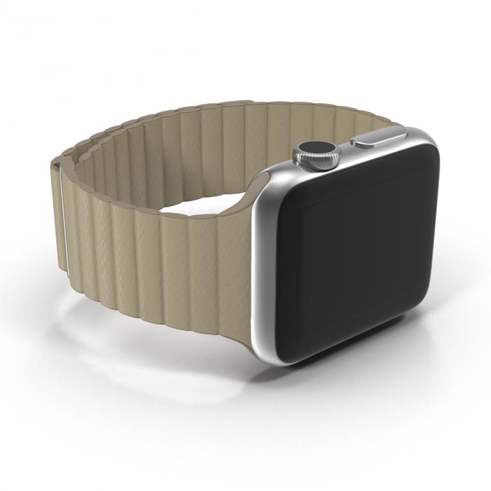 Apple Watch 38mm Magnetic Closure Stone Leather Loop 3D