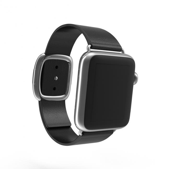 Apple Watch 38mm Steel Case with Black Modern Buckle 3D