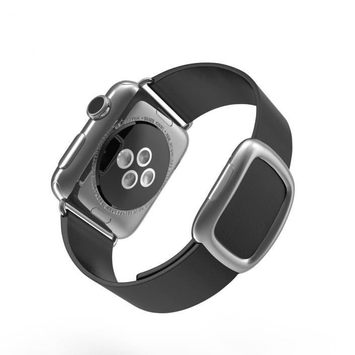 Apple Watch 38mm Steel Case with Black Modern Buckle 3D