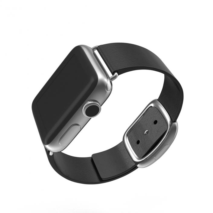 Apple Watch 38mm Steel Case with Black Modern Buckle 3D