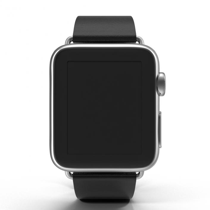 Apple Watch 38mm Steel Case with Black Modern Buckle 3D