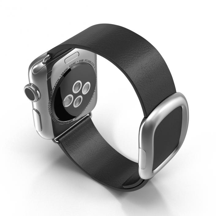 Apple Watch 38mm Steel Case with Black Modern Buckle 3D