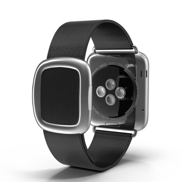 Apple Watch 38mm Steel Case with Black Modern Buckle 3D