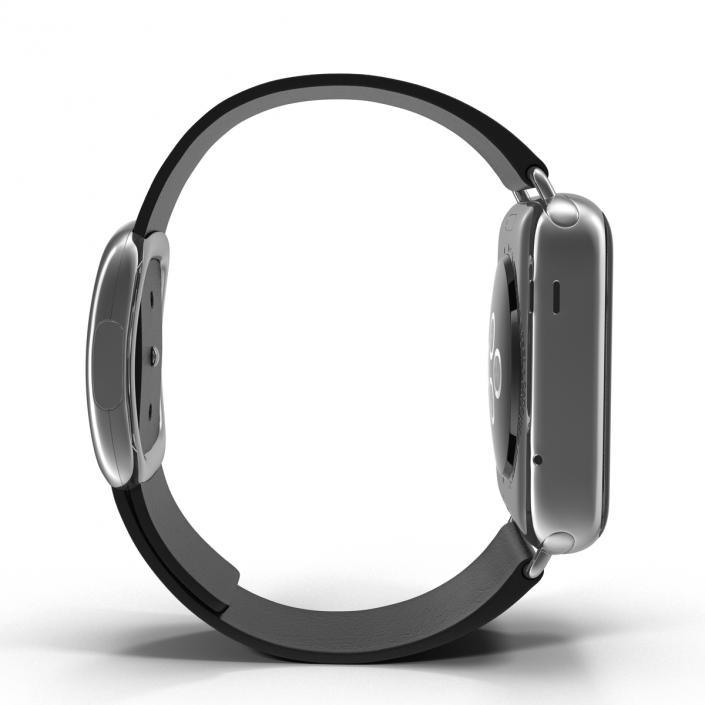 Apple Watch 38mm Steel Case with Black Modern Buckle 3D