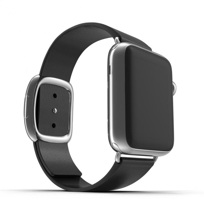 Apple Watch 38mm Steel Case with Black Modern Buckle 3D