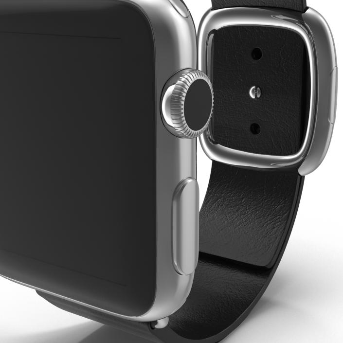 Apple Watch 38mm Steel Case with Black Modern Buckle 3D