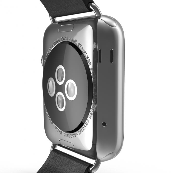 Apple Watch 38mm Steel Case with Black Modern Buckle 3D