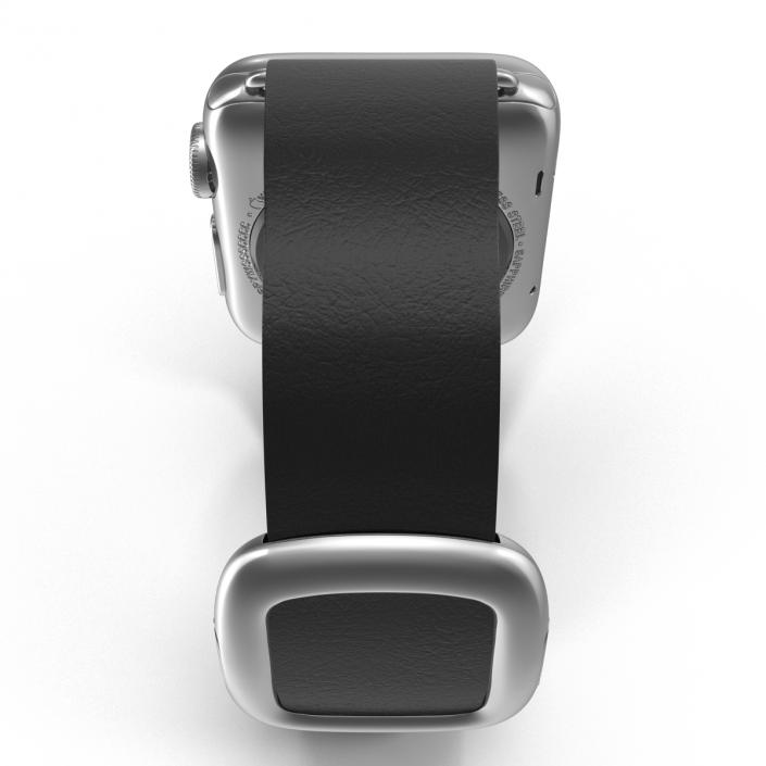 Apple Watch 38mm Steel Case with Black Modern Buckle 3D