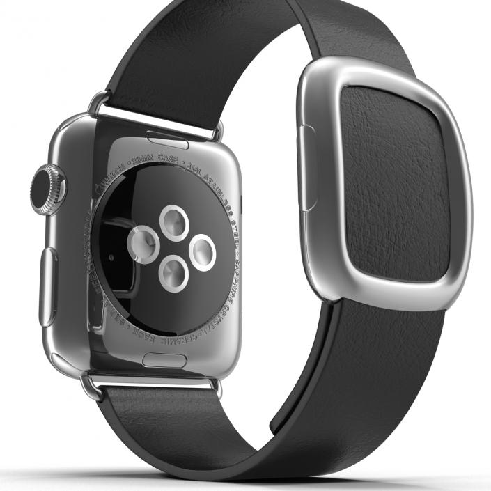 Apple Watch 38mm Steel Case with Black Modern Buckle 3D