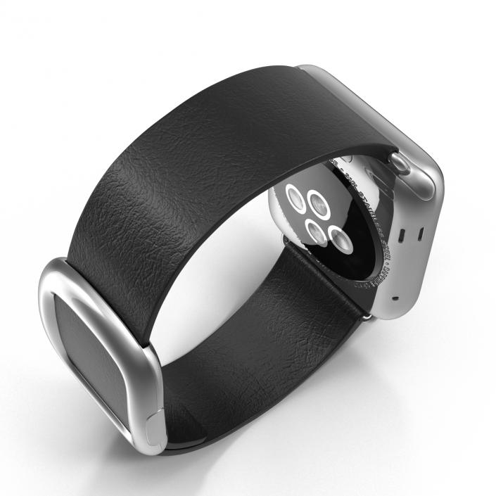 Apple Watch 38mm Steel Case with Black Modern Buckle 3D