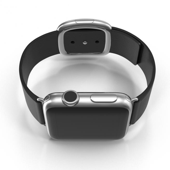 Apple Watch 38mm Steel Case with Black Modern Buckle 3D