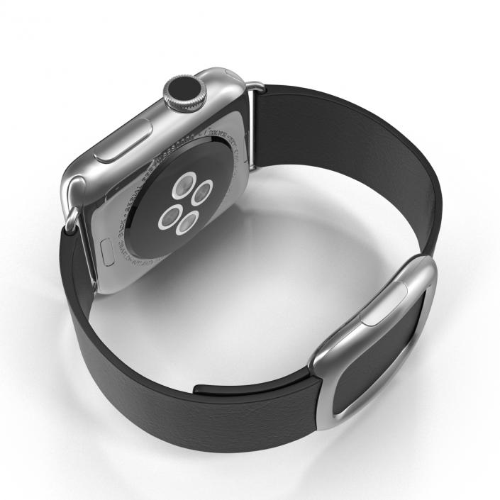 Apple Watch 38mm Steel Case with Black Modern Buckle 3D