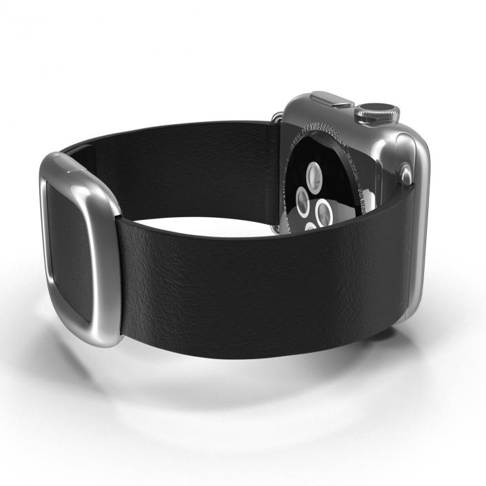 Apple Watch 38mm Steel Case with Black Modern Buckle 3D