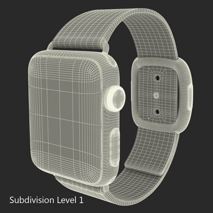 Apple Watch 38mm Steel Case with Black Modern Buckle 3D