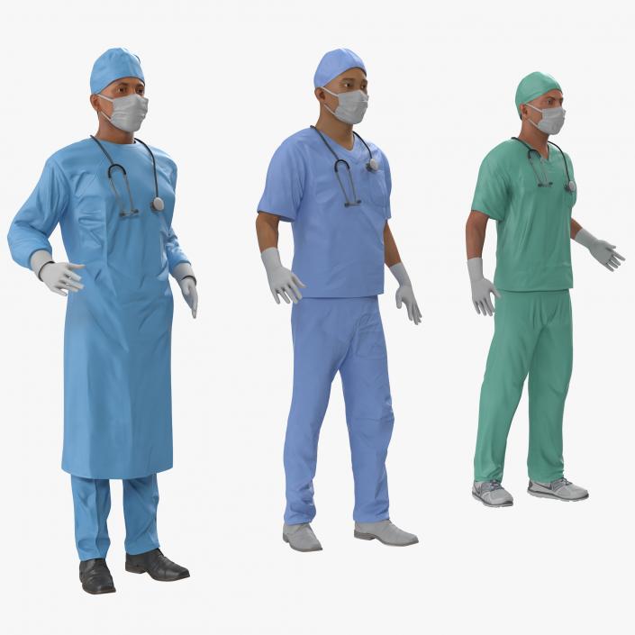 3D Male Rigged Surgeons Collection