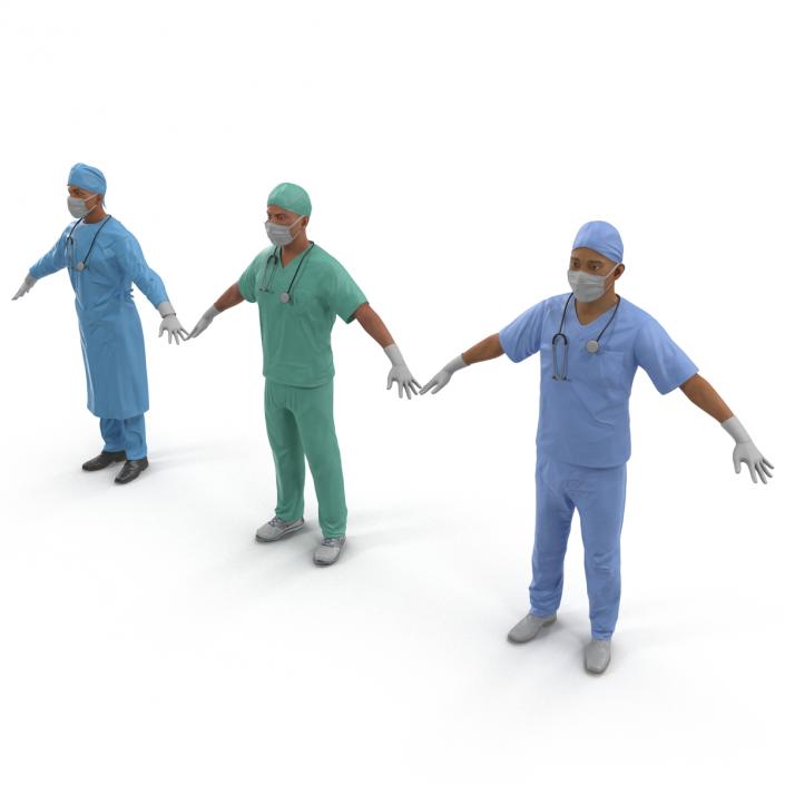 3D Male Rigged Surgeons Collection