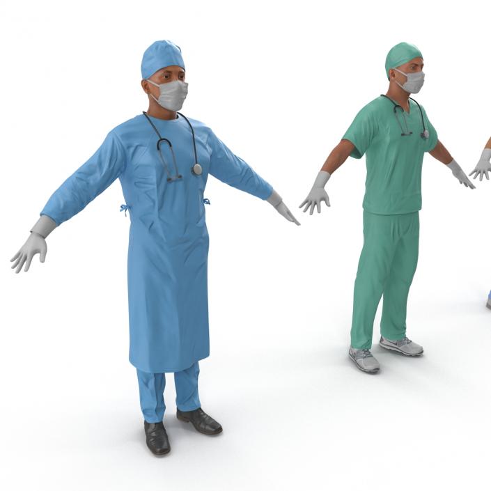 3D Male Rigged Surgeons Collection