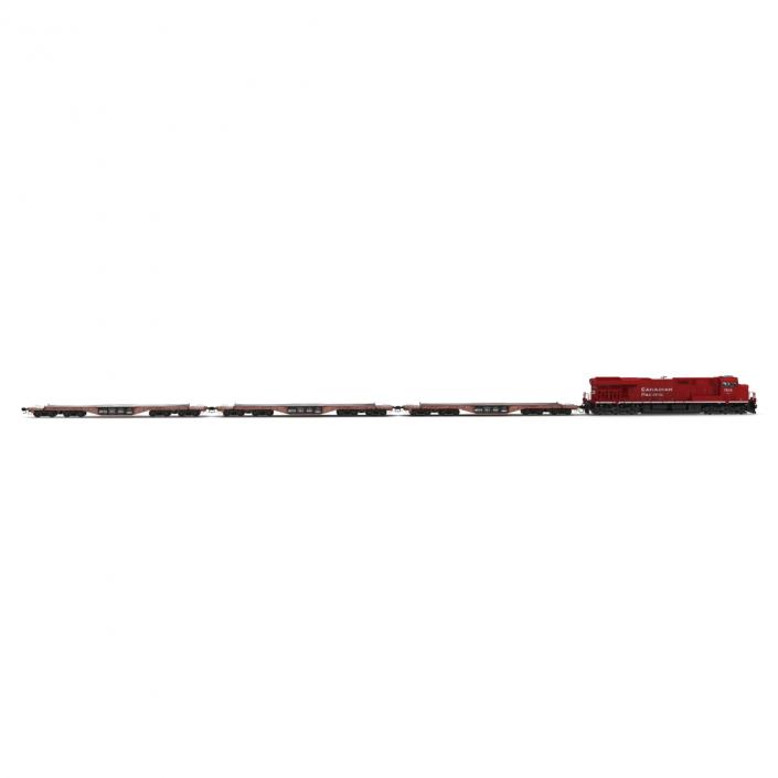 Train ES40DC Canadian Pacific and Flat Car 3D