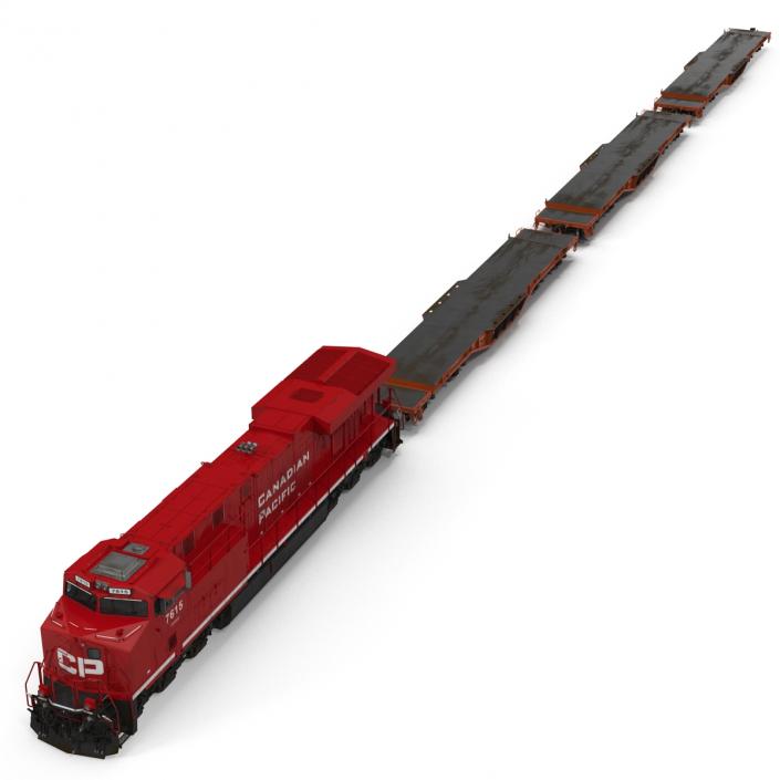 Train ES40DC Canadian Pacific and Flat Car 3D