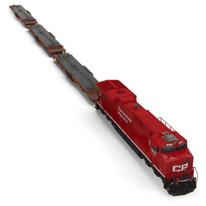 Train ES40DC Canadian Pacific and Flat Car 3D