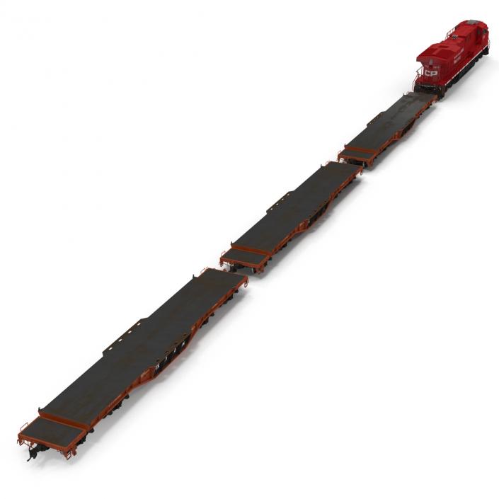 Train ES40DC Canadian Pacific and Flat Car 3D