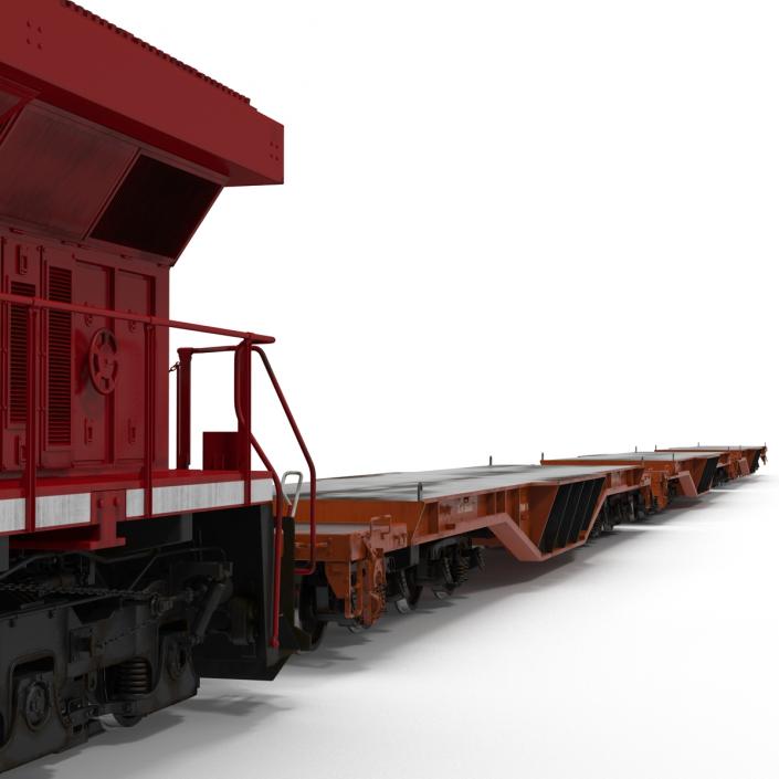 Train ES40DC Canadian Pacific and Flat Car 3D