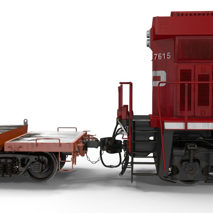 Train ES40DC Canadian Pacific and Flat Car 3D