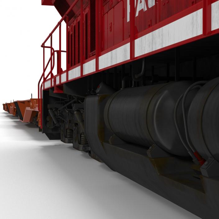 Train ES40DC Canadian Pacific and Flat Car 3D