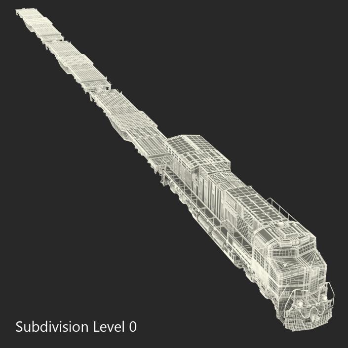 Train ES40DC Canadian Pacific and Flat Car 3D