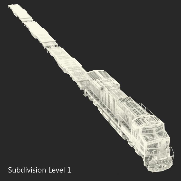 Train ES40DC Canadian Pacific and Flat Car 3D