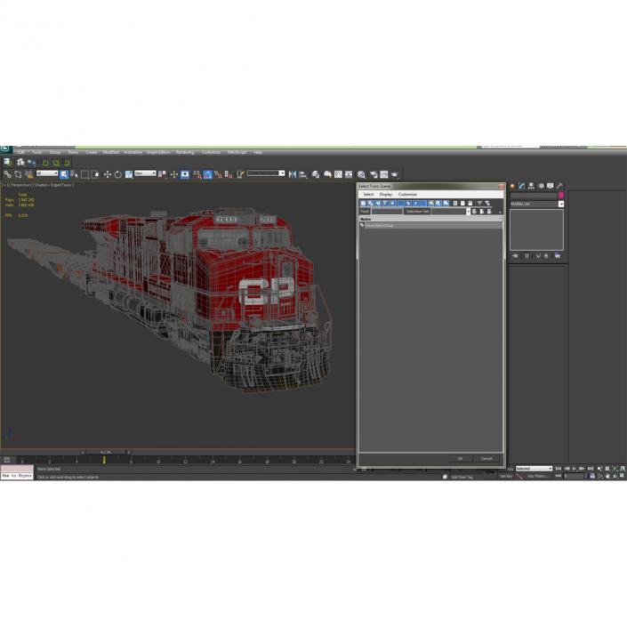 Train ES40DC Canadian Pacific and Flat Car 3D