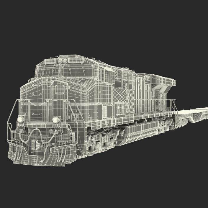 Train ES40DC Canadian Pacific and Flat Car 3D