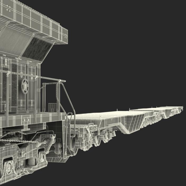 Train ES40DC Canadian Pacific and Flat Car 3D