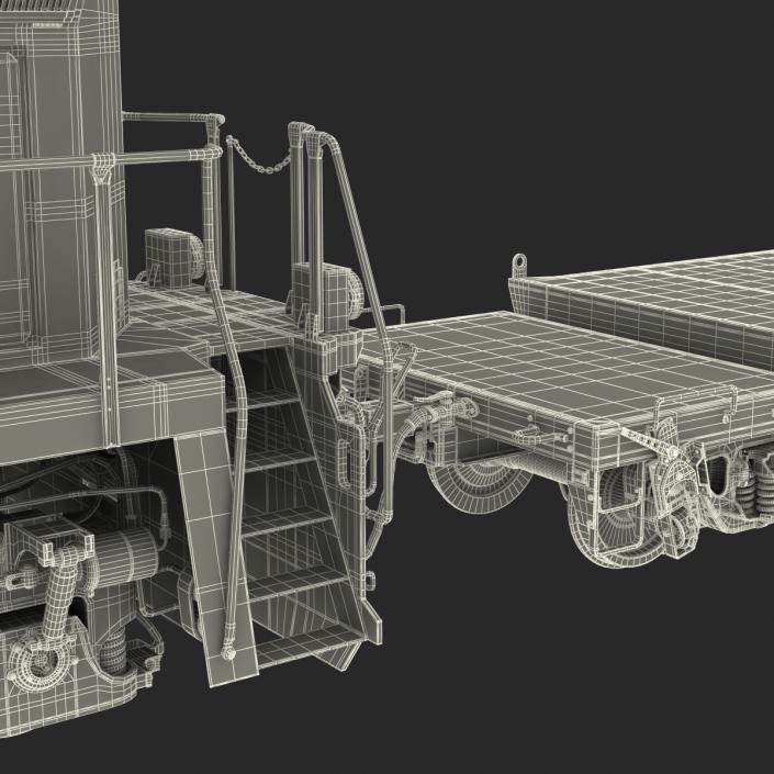 Train ES40DC Canadian Pacific and Flat Car 3D