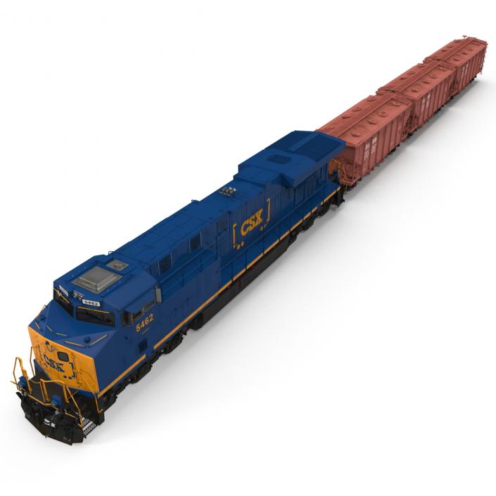 Train ES40DC CSX Blue and Covered Hopper Car 3D model