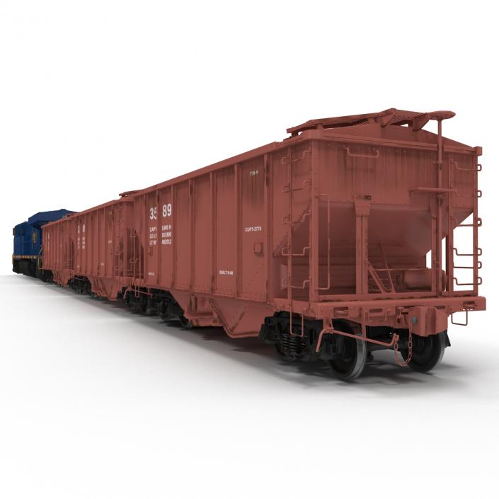 Train ES40DC CSX Blue and Covered Hopper Car 3D model