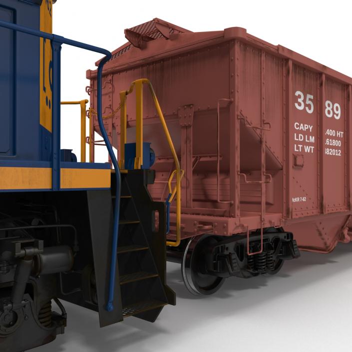 Train ES40DC CSX Blue and Covered Hopper Car 3D model