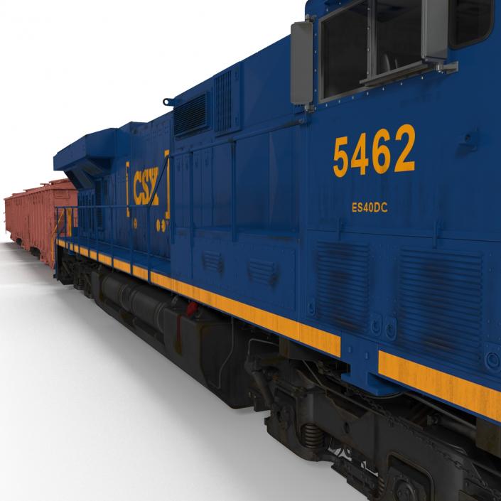 Train ES40DC CSX Blue and Covered Hopper Car 3D model