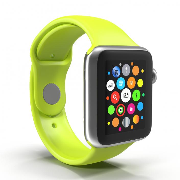 3D Apple Watch 38mm Fluoroelastomer Green Sport Band 2