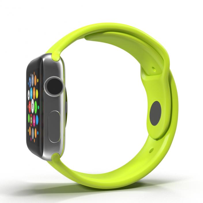 3D Apple Watch 38mm Fluoroelastomer Green Sport Band 2