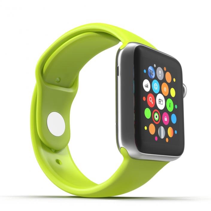 3D Apple Watch 38mm Fluoroelastomer Green Sport Band 2