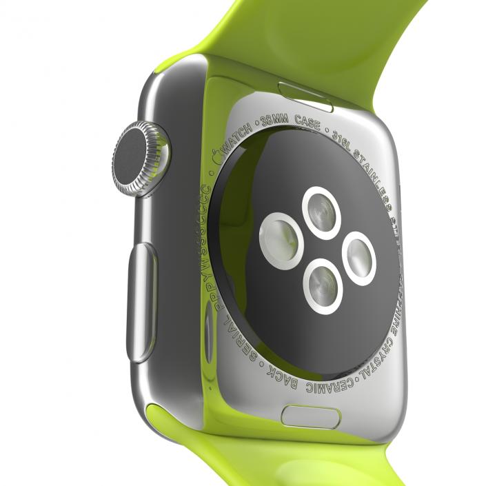 3D Apple Watch 38mm Fluoroelastomer Green Sport Band 2