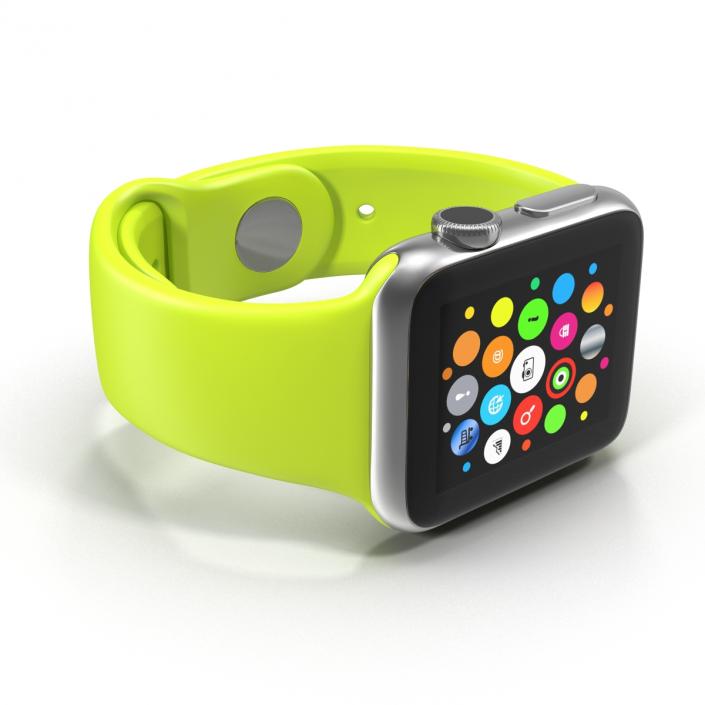 3D Apple Watch 38mm Fluoroelastomer Green Sport Band 2