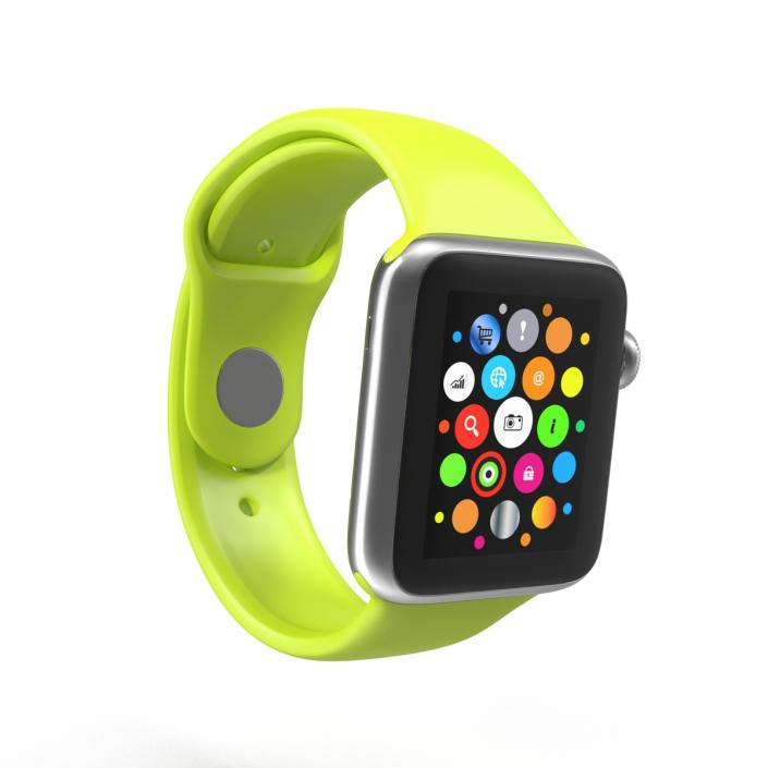 3D Apple Watch 38mm Fluoroelastomer Green Sport Band 2