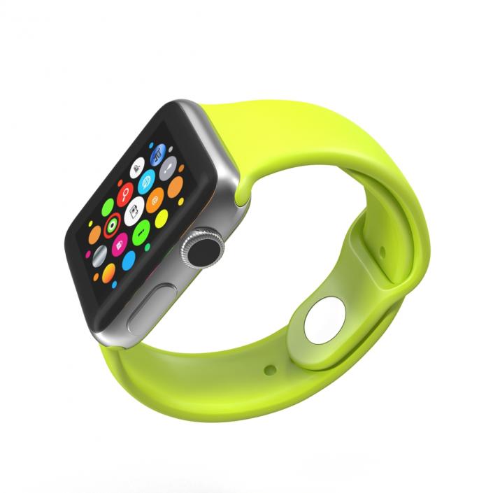 3D Apple Watch 38mm Fluoroelastomer Green Sport Band 2