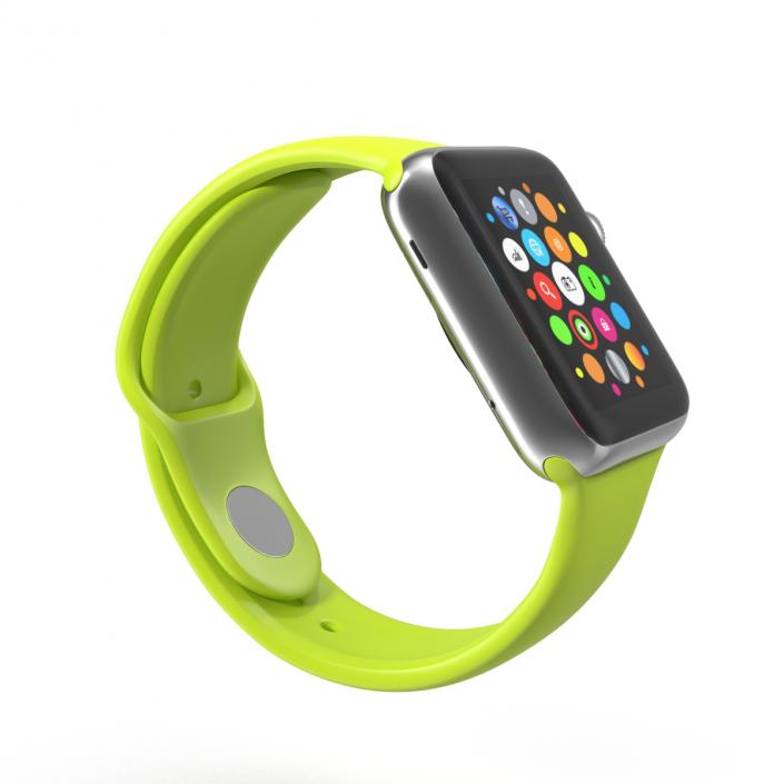 3D Apple Watch 38mm Fluoroelastomer Green Sport Band 2