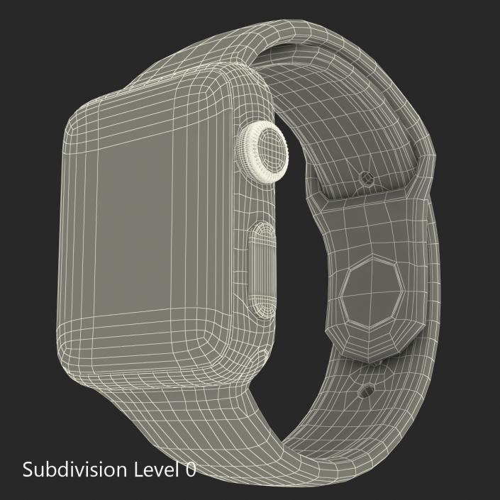 3D model Apple Watch 38mm Fluoroelastomer Pink Sport Band 2